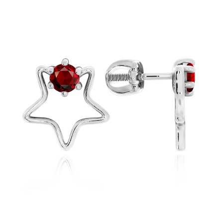 Пусеты из серебра с гранатами 2340151240 от KRASNOE, металл Серебро, вставка Гранат