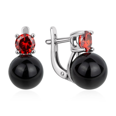 Серьги из серебра с агатом