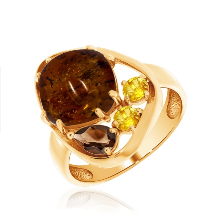 Купить кольцо из серебра с топазом, янтарем и цитринами в интернет-магазине KRASNOE