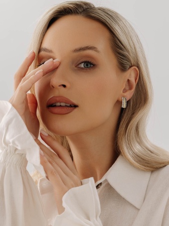 Серьги из серебра без вставок 2317401762 от KRASNOE, металл Серебро, вставка Без вставок Серьги из серебра без вставок 2317401762 от KRASNOE, металл Серебро, вставка Без вставок