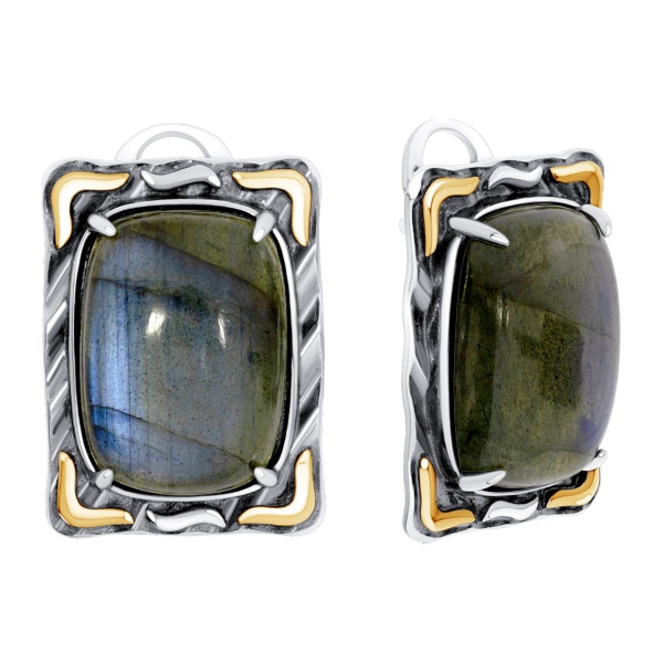 Серьги из серебра с лабрадоритом