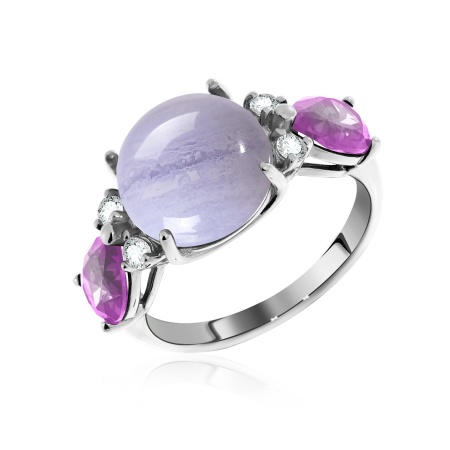 Купить кольцо из серебра с агатом и фианитами в интернет-магазине KRASNOE