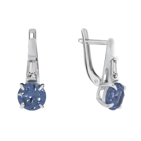 Серьги из серебра с фианитами и кристалл ювелирныйами 2340290284-76 от KRASNOE, металл Серебро, вставка Кристалл ювелирный