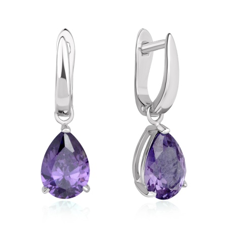 Серьги из серебра с фианитом