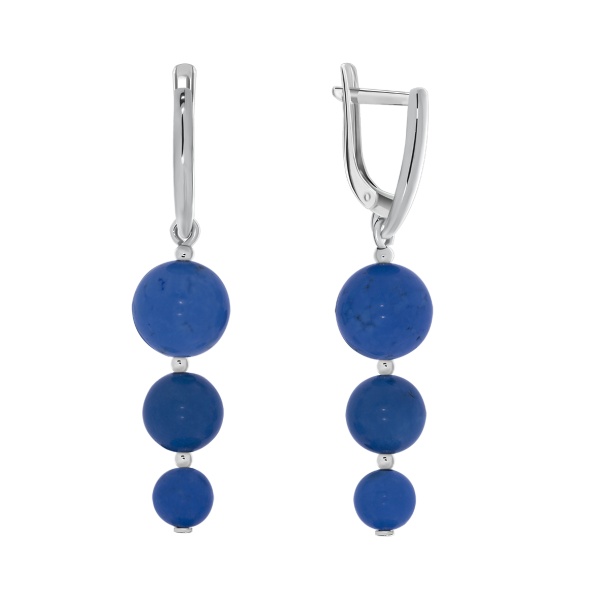 Серьги из серебра с говлитами 2340270310-1 от KRASNOE, металл Серебро, вставка Бирюза синт.