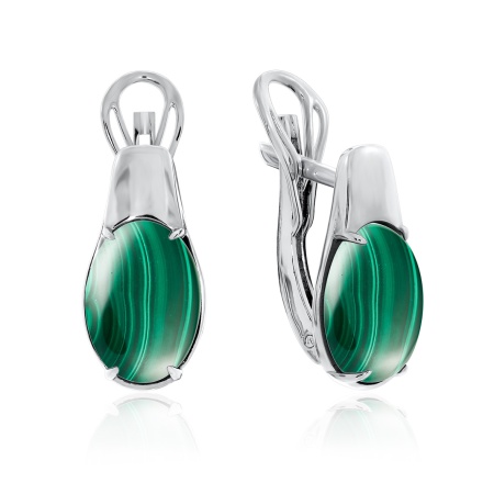 Серьги из серебра с малахитами