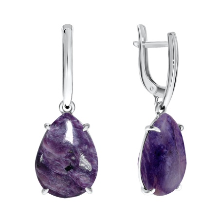 Серьги из серебра с чароитами 2340460500 от KRASNOE, металл Серебро, вставка Чароит