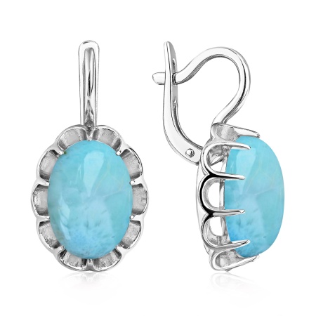Серьги из серебра с ларимаром