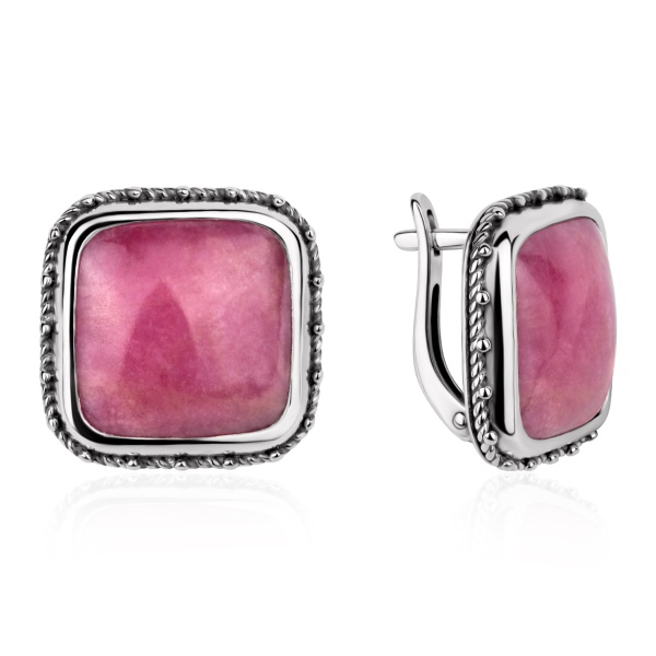 Серьги из серебра с родонитами в ювелирном интернет-магазине