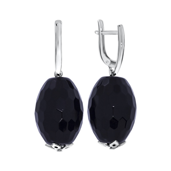 Серьги из серебра с агатами со скидкой