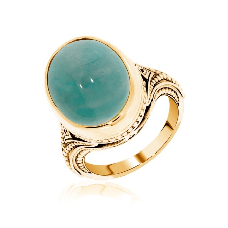 Купить кольцо из серебра с амазонитом и фианитами в интернет-магазине KRASNOE