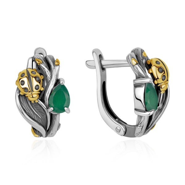 Серьги из серебра с агатом