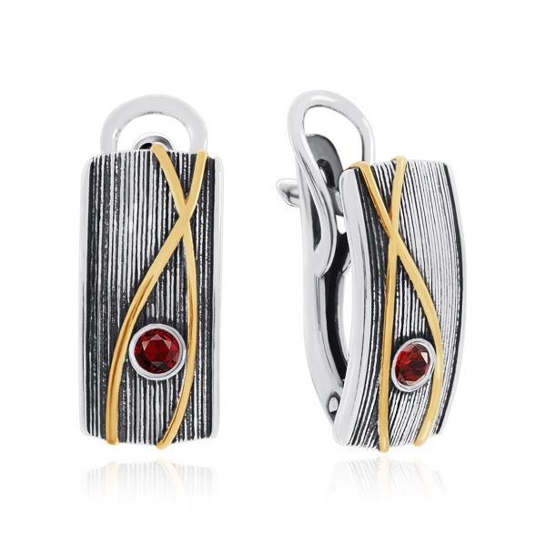 Серьги из серебра с гранатами