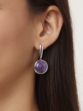 Серьги из серебра с чароитами