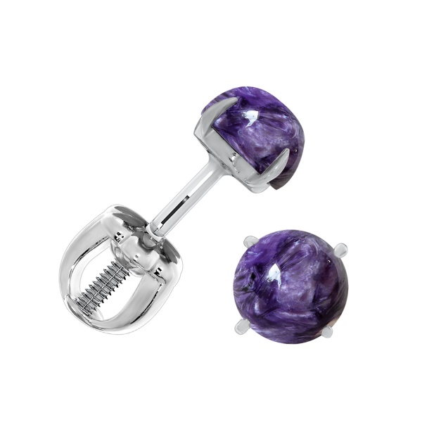 Пусеты из серебра с чароитами