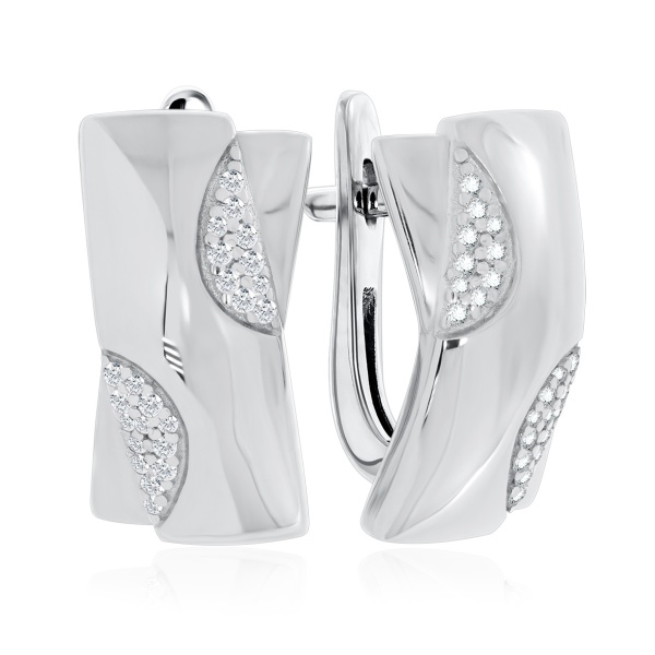 Серьги из серебра с фианитами 2340201130л от KRASNOE, металл Серебро, вставка Фианит