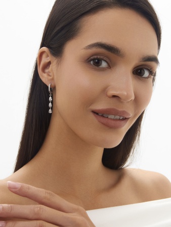 Серьги из серебра с фианитами 2340204992л от KRASNOE, металл Серебро, вставка Фианит