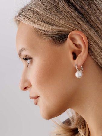 Серьги из серебра с жемчугом 2340241557-1 от KRASNOE, металл Серебро, вставка Жемчуг Имитация