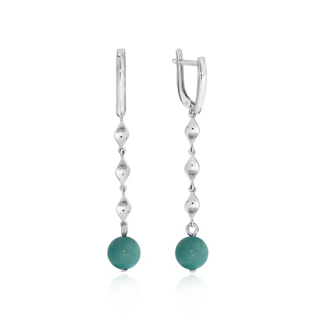 Серьги из серебра с амазонитами 2340371514 от KRASNOE, металл Серебро, вставка Амазонит
