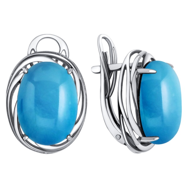 Серьги из серебра с бирюзой 2340Б25740 от KRASNOE, металл Серебро, вставка Бирюза i Серьги из серебра с бирюзой 2340Б25740 от KRASNOE, металл Серебро, вставка Бирюза i