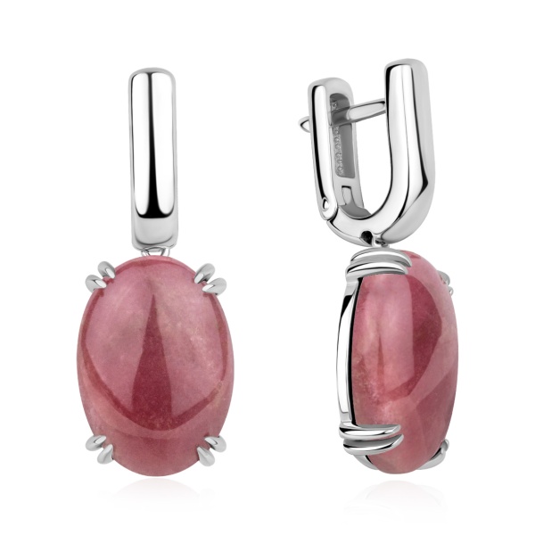 Серьги из серебра с родонитами в ювелирном интернет-магазине