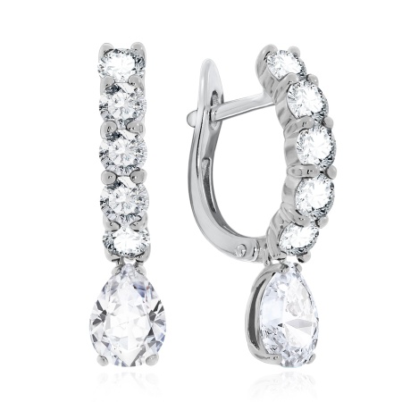 Серьги из серебра с фианитами 2340201314 от KRASNOE, металл Серебро, вставка Фианит