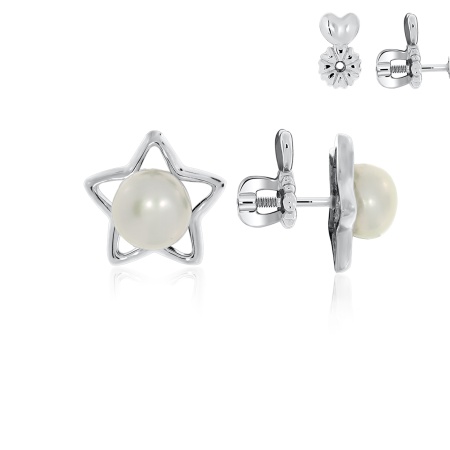 Серьги из серебра с жемчугом П340050889-1 от KRASNOE, металл Серебро, вставка Жемчуг Серьги из серебра с жемчугом П340050889-1 от KRASNOE, металл Серебро, вставка Жемчуг