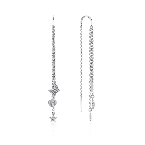 Серьги из серебра с фианитами 2340201627л-3 от KRASNOE, металл Серебро, вставка Фианит