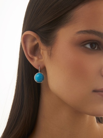 Серьги из серебра с Бирюзой 2340Б25179 от KRASNOE, металл Серебро, вставка Бирюза i