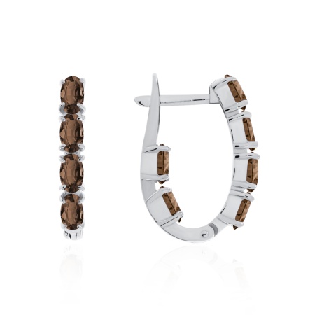 Серьги из серебра с раухтопазами 2340101164 от KRASNOE, металл Серебро, вставка Раухтопаз