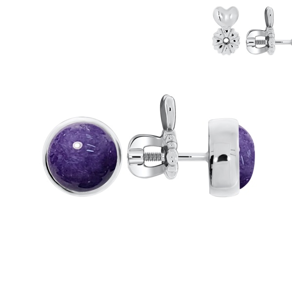 Пусеты из серебра с чароитами