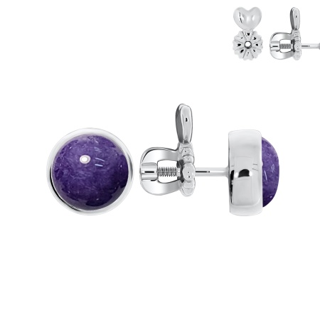 Пусеты из серебра с чароитами