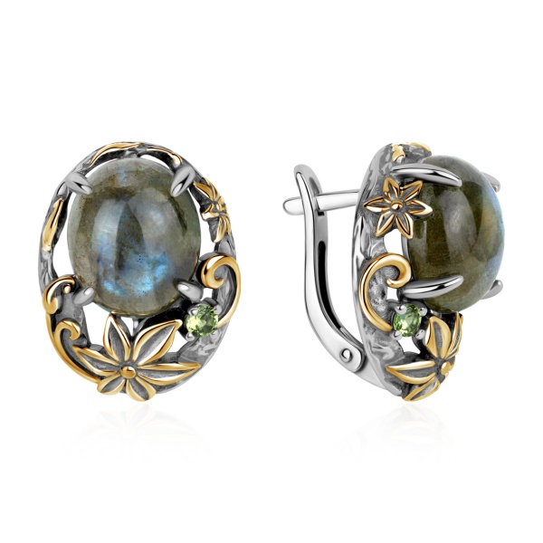Серьги из серебра с лабрадоритом