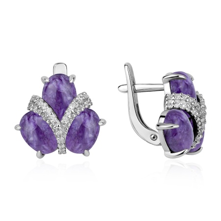 Серьги из серебра с чароитом