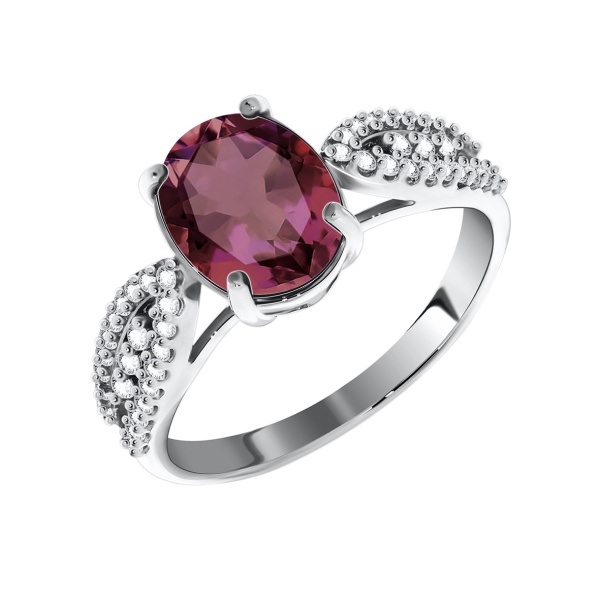 Купить кольцо из серебра с кристалл ювелирныйом и фианитами в интернет-магазине KRASNOE