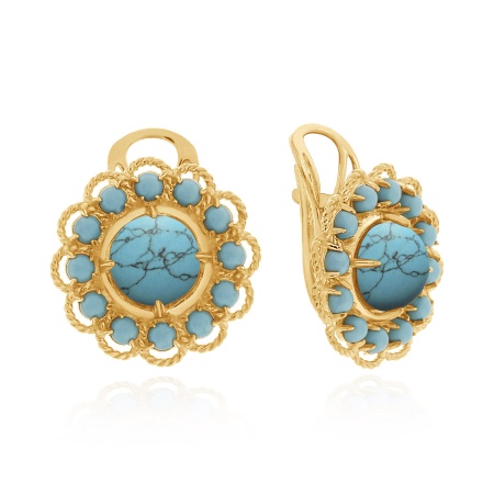 Серьги из серебра с бирюзой со скидкой