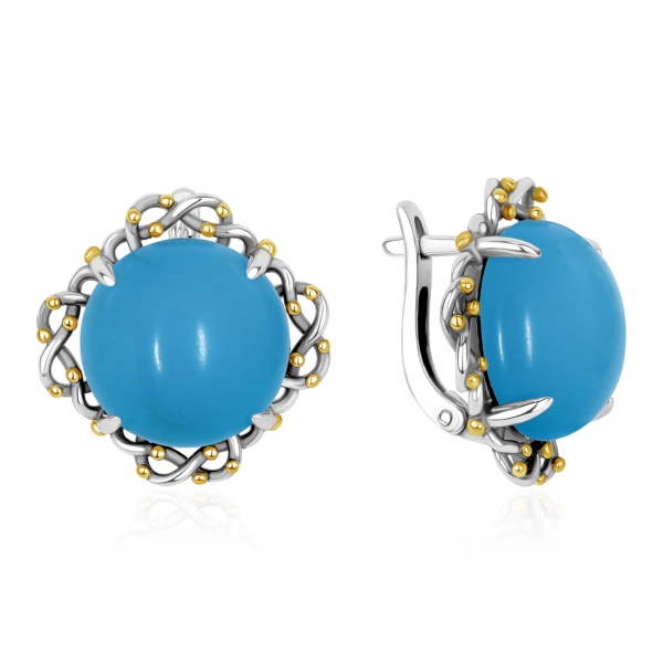 Серьги из серебра с бирюзой 2317Б25326 от KRASNOE, металл Серебро, вставка Бирюза