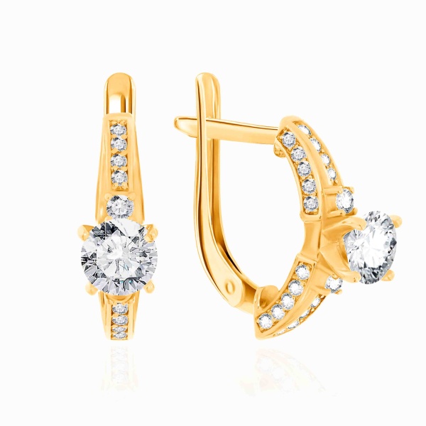 Серьги из серебра с фианитами со скидкой