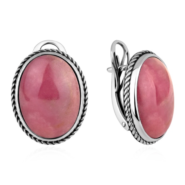 Серьги из серебра с родонитами в ювелирном интернет-магазине