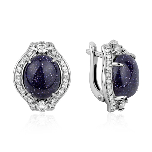 Серьги из серебра с авантюрином 2340366335л-80 от KRASNOE, металл Серебро, вставка Авантюрин Синт.