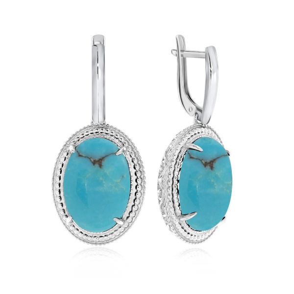 Серьги из серебра с бирюзой 2340310963 от KRASNOE, металл Серебро, вставка Бирюза