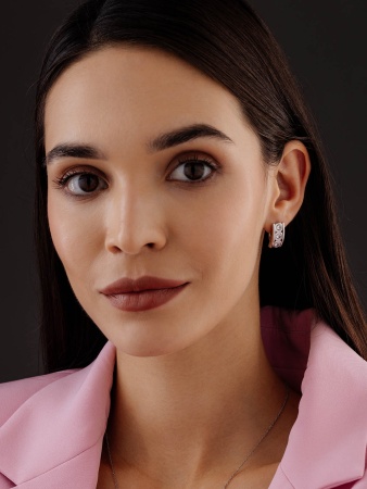 Серьги из серебра с фианитами 2340201336 от KRASNOE, металл Серебро, вставка Фианит