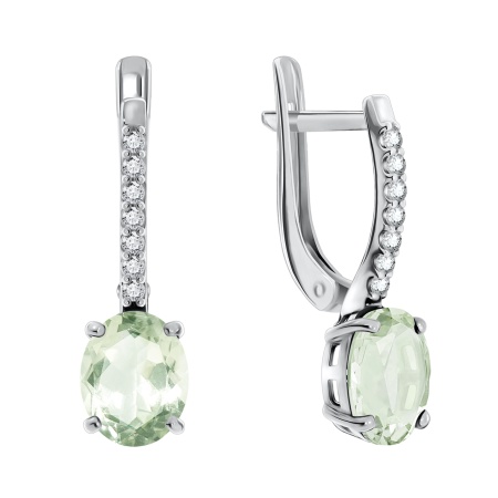 Серьги из серебра с кварцем и фианитами 2340180185-68 от KRASNOE, металл Серебро, вставка Кварц г/т