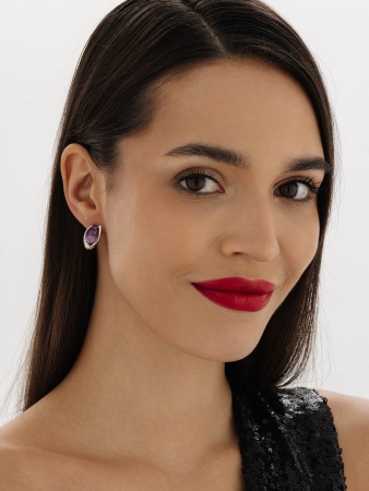 Серьги из серебра с чароитами