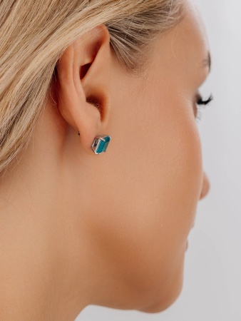 Пусеты из серебра с турмалином синт.