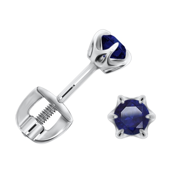 Пусеты из серебра с наносапфиром