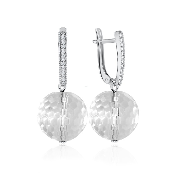 Серьги из серебра с хрусталём и фианитами