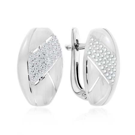 Серьги из серебра с фианитами со скидкой