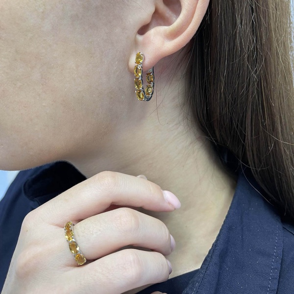 Серьги из серебра с цитрином