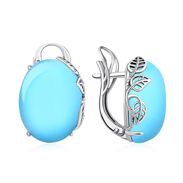 Серьги из серебра с бирюзой (имитация из природного материала) в ювелирном интернет-магазине